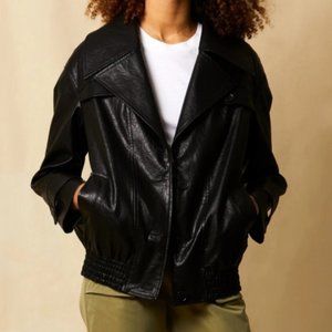 Choosy Whitney Vegan Leather Black Button up Jacket NWT XS